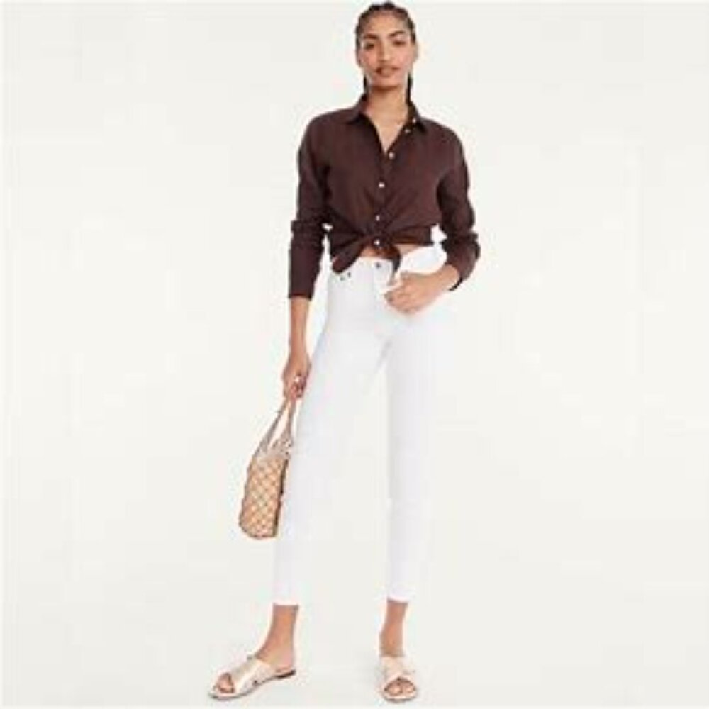 J Crew Mid Rise Toothpick White Jeans Plus Size 24 NEW Causal Resortwear Soft